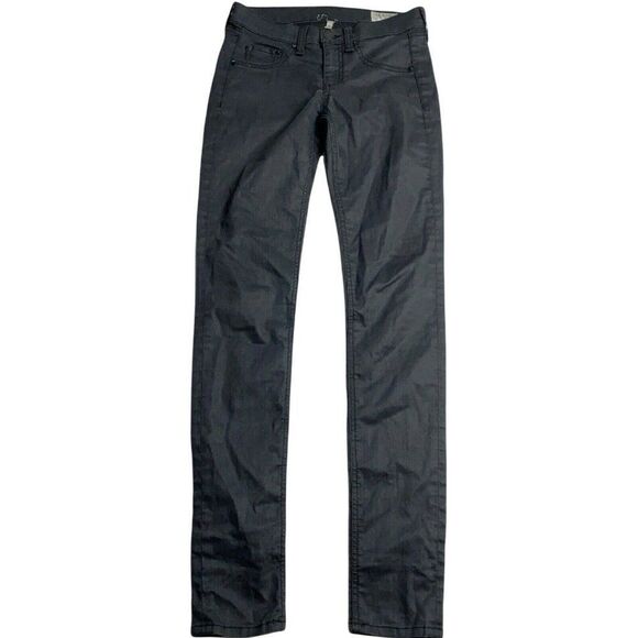 Rag & Bone Leggings Women's 26 Shore Ditch Black Coated Skinny Jeans Mid Rise - Picture 1 of 11